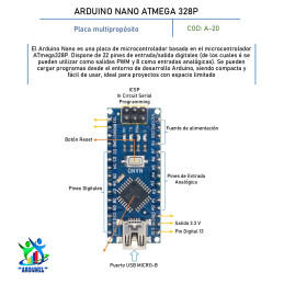 ARDUINO NANO ATMEGA 328P + CABLE USB (ORIGINAL)