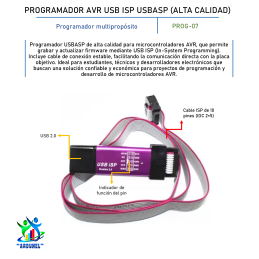 PROGRAMADOR AVR USB ISP USBASP (ALTA CALIDAD)